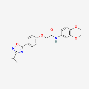 molecular formula C21H21N3O5 B14978926 N-(2,3-dihydro-1,4-benzodioxin-6-yl)-2-{4-[3-(propan-2-yl)-1,2,4-oxadiazol-5-yl]phenoxy}acetamide 