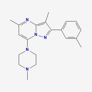 molecular formula C20H25N5 B14979082 1-[3,5-Dimethyl-2-(3-methylphenyl)pyrazolo[1,5-A]pyrimidin-7-YL]-4-methylpiperazine 