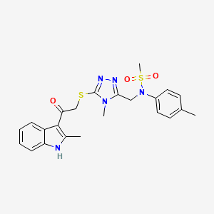 N-[(4-methyl-5-{[2-(2-methyl-1H-indol-3-yl)-2-oxoethyl]sulfanyl}-4H-1,2,4-triazol-3-yl)methyl]-N-(4-methylphenyl)methanesulfonamide