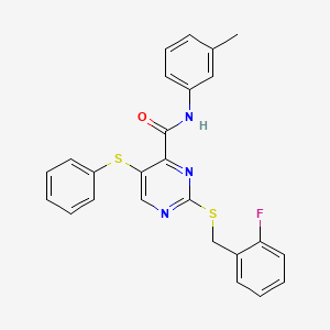 2-[(2-fluorobenzyl)sulfanyl]-N-(3-methylphenyl)-5-(phenylsulfanyl)pyrimidine-4-carboxamide