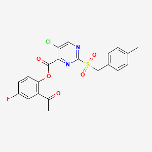 2-Acetyl-4-fluorophenyl 5-chloro-2-[(4-methylbenzyl)sulfonyl]pyrimidine-4-carboxylate