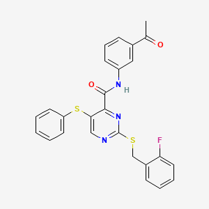 N-(3-acetylphenyl)-2-[(2-fluorobenzyl)sulfanyl]-5-(phenylsulfanyl)pyrimidine-4-carboxamide