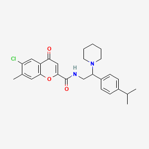 6-Chloro-7-methyl-4-oxo-N-[2-(piperidin-1-YL)-2-[4-(propan-2-YL)phenyl]ethyl]-4H-chromene-2-carboxamide