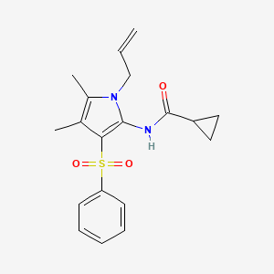 molecular formula C19H22N2O3S B14979374 N-[4,5-dimethyl-3-(phenylsulfonyl)-1-(prop-2-en-1-yl)-1H-pyrrol-2-yl]cyclopropanecarboxamide 