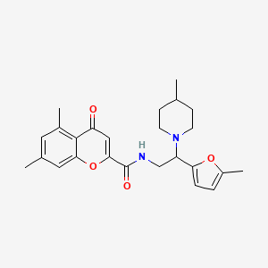 5,7-dimethyl-N-[2-(5-methylfuran-2-yl)-2-(4-methylpiperidin-1-yl)ethyl]-4-oxo-4H-chromene-2-carboxamide