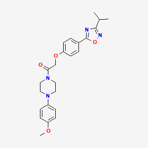 molecular formula C24H28N4O4 B14979512 1-[4-(4-Methoxyphenyl)piperazin-1-yl]-2-{4-[3-(propan-2-yl)-1,2,4-oxadiazol-5-yl]phenoxy}ethanone 