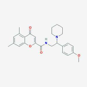 molecular formula C26H30N2O4 B14979576 N-[2-(4-methoxyphenyl)-2-(piperidin-1-yl)ethyl]-5,7-dimethyl-4-oxo-4H-chromene-2-carboxamide 