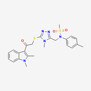 N-[(5-{[2-(1,2-dimethyl-1H-indol-3-yl)-2-oxoethyl]sulfanyl}-4-methyl-4H-1,2,4-triazol-3-yl)methyl]-N-(4-methylphenyl)methanesulfonamide