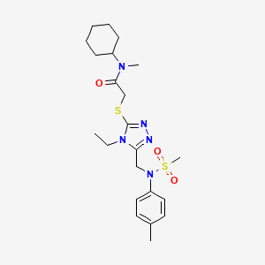 molecular formula C22H33N5O3S2 B14979629 N-cyclohexyl-2-[(4-ethyl-5-{[(4-methylphenyl)(methylsulfonyl)amino]methyl}-4H-1,2,4-triazol-3-yl)sulfanyl]-N-methylacetamide 