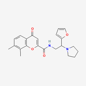 N-[2-(furan-2-yl)-2-(pyrrolidin-1-yl)ethyl]-7,8-dimethyl-4-oxo-4H-chromene-2-carboxamide