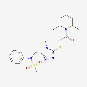 molecular formula C20H29N5O3S2 B14979757 N-[(5-{[2-(2,6-dimethylpiperidin-1-yl)-2-oxoethyl]sulfanyl}-4-methyl-4H-1,2,4-triazol-3-yl)methyl]-N-phenylmethanesulfonamide 