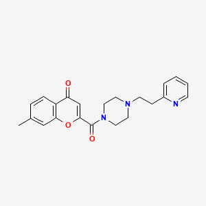 7-methyl-2-({4-[2-(pyridin-2-yl)ethyl]piperazin-1-yl}carbonyl)-4H-chromen-4-one