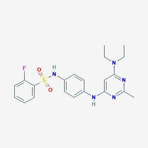 molecular formula C21H24FN5O2S B14979869 N-(4-((6-(diethylamino)-2-methylpyrimidin-4-yl)amino)phenyl)-2-fluorobenzenesulfonamide 