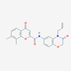 molecular formula C23H20N2O5 B14979921 7,8-dimethyl-4-oxo-N-[3-oxo-4-(prop-2-en-1-yl)-3,4-dihydro-2H-1,4-benzoxazin-6-yl]-4H-chromene-2-carboxamide 