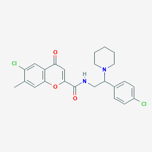 6-chloro-N-[2-(4-chlorophenyl)-2-(piperidin-1-yl)ethyl]-7-methyl-4-oxo-4H-chromene-2-carboxamide