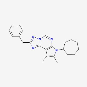 molecular formula C23H27N5 B14980020 2-benzyl-7-cycloheptyl-8,9-dimethyl-7H-pyrrolo[3,2-e][1,2,4]triazolo[1,5-c]pyrimidine 