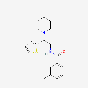 3-methyl-N-[2-(4-methylpiperidin-1-yl)-2-(thiophen-2-yl)ethyl]benzamide