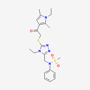 N-[(4-ethyl-5-{[2-(1-ethyl-2,5-dimethyl-1H-pyrrol-3-yl)-2-oxoethyl]sulfanyl}-4H-1,2,4-triazol-3-yl)methyl]-N-phenylmethanesulfonamide