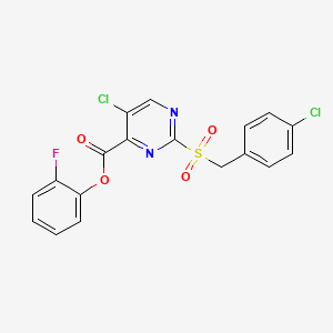 molecular formula C18H11Cl2FN2O4S B14980093 2-Fluorophenyl 5-chloro-2-[(4-chlorobenzyl)sulfonyl]pyrimidine-4-carboxylate 