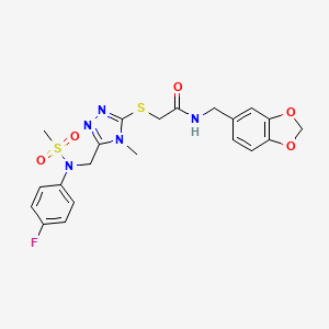 N-(1,3-benzodioxol-5-ylmethyl)-2-[(5-{[(4-fluorophenyl)(methylsulfonyl)amino]methyl}-4-methyl-4H-1,2,4-triazol-3-yl)sulfanyl]acetamide