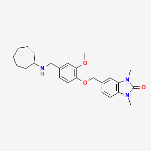 molecular formula C25H33N3O3 B14980135 5-({4-[(cycloheptylamino)methyl]-2-methoxyphenoxy}methyl)-1,3-dimethyl-1,3-dihydro-2H-benzimidazol-2-one 