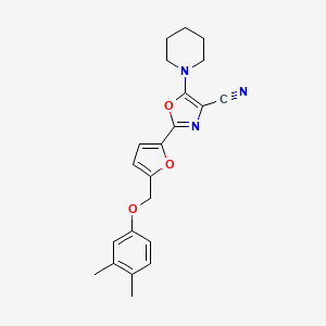 2-{5-[(3,4-Dimethylphenoxy)methyl]furan-2-yl}-5-(piperidin-1-yl)-1,3-oxazole-4-carbonitrile