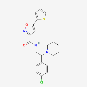 molecular formula C21H22ClN3O2S B14980198 N-[2-(4-chlorophenyl)-2-(piperidin-1-yl)ethyl]-5-(thiophen-2-yl)-1,2-oxazole-3-carboxamide 