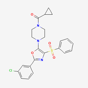 {4-[2-(3-Chlorophenyl)-4-(phenylsulfonyl)-1,3-oxazol-5-yl]piperazin-1-yl}(cyclopropyl)methanone