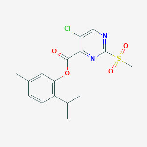 molecular formula C16H17ClN2O4S B14980391 5-Methyl-2-(propan-2-yl)phenyl 5-chloro-2-(methylsulfonyl)pyrimidine-4-carboxylate 