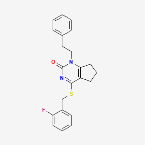 4-[(2-fluorobenzyl)sulfanyl]-1-(2-phenylethyl)-1,5,6,7-tetrahydro-2H-cyclopenta[d]pyrimidin-2-one