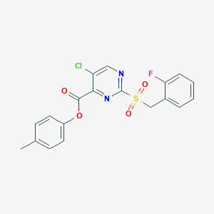 molecular formula C19H14ClFN2O4S B14980423 4-Methylphenyl 5-chloro-2-[(2-fluorobenzyl)sulfonyl]pyrimidine-4-carboxylate 