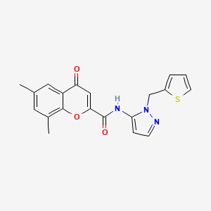 6,8-dimethyl-4-oxo-N-[1-(thiophen-2-ylmethyl)-1H-pyrazol-5-yl]-4H-chromene-2-carboxamide