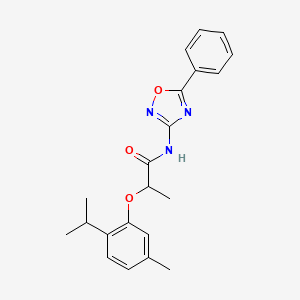 molecular formula C21H23N3O3 B14980457 2-[5-methyl-2-(propan-2-yl)phenoxy]-N-(5-phenyl-1,2,4-oxadiazol-3-yl)propanamide 