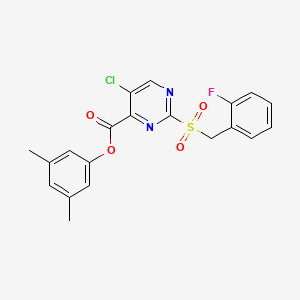 molecular formula C20H16ClFN2O4S B14980526 3,5-Dimethylphenyl 5-chloro-2-[(2-fluorobenzyl)sulfonyl]pyrimidine-4-carboxylate 