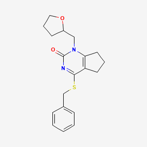 molecular formula C19H22N2O2S B14980562 4-(benzylsulfanyl)-1-(tetrahydrofuran-2-ylmethyl)-1,5,6,7-tetrahydro-2H-cyclopenta[d]pyrimidin-2-one 