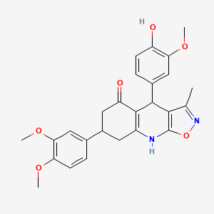 molecular formula C26H26N2O6 B14980587 7-(3,4-Dimethoxyphenyl)-4-(4-hydroxy-3-methoxyphenyl)-3-methyl-4,6,7,8-tetrahydro[1,2]oxazolo[5,4-b]quinolin-5-ol 