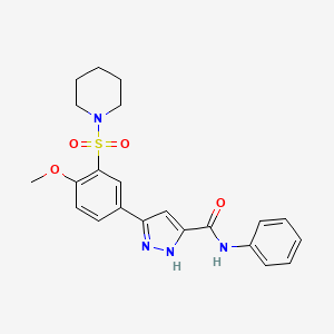 molecular formula C22H24N4O4S B14980687 5-[4-methoxy-3-(piperidin-1-ylsulfonyl)phenyl]-N-phenyl-1H-pyrazole-3-carboxamide 