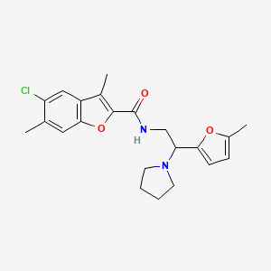 molecular formula C22H25ClN2O3 B14980860 5-chloro-3,6-dimethyl-N-[2-(5-methylfuran-2-yl)-2-(pyrrolidin-1-yl)ethyl]-1-benzofuran-2-carboxamide 