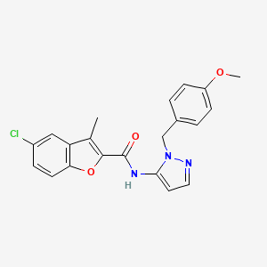 molecular formula C21H18ClN3O3 B14980891 5-chloro-N-[1-(4-methoxybenzyl)-1H-pyrazol-5-yl]-3-methyl-1-benzofuran-2-carboxamide 