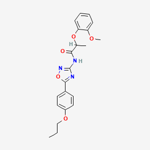 molecular formula C21H23N3O5 B14981000 2-(2-methoxyphenoxy)-N-[5-(4-propoxyphenyl)-1,2,4-oxadiazol-3-yl]propanamide 