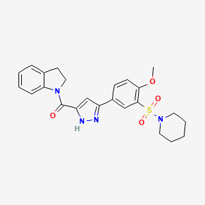 molecular formula C24H26N4O4S B14981005 2,3-dihydro-1H-indol-1-yl{5-[4-methoxy-3-(piperidin-1-ylsulfonyl)phenyl]-1H-pyrazol-3-yl}methanone CAS No. 1239130-65-4