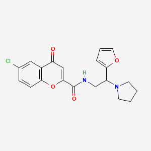 6-chloro-N-[2-(furan-2-yl)-2-(pyrrolidin-1-yl)ethyl]-4-oxo-4H-chromene-2-carboxamide