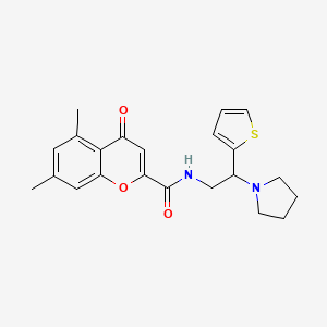 5,7-dimethyl-4-oxo-N-[2-(pyrrolidin-1-yl)-2-(thiophen-2-yl)ethyl]-4H-chromene-2-carboxamide