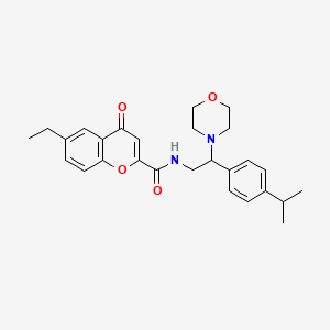 molecular formula C27H32N2O4 B14981053 6-Ethyl-N-[2-(morpholin-4-YL)-2-[4-(propan-2-YL)phenyl]ethyl]-4-oxo-4H-chromene-2-carboxamide 