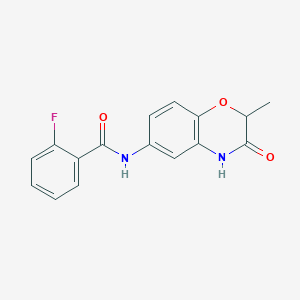 2-fluoro-N-(2-methyl-3-oxo-3,4-dihydro-2H-1,4-benzoxazin-6-yl)benzamide