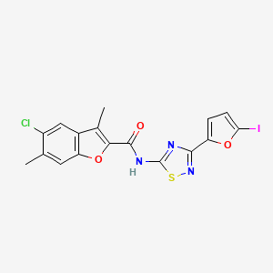 molecular formula C17H11ClIN3O3S B14981160 5-chloro-N-[3-(5-iodofuran-2-yl)-1,2,4-thiadiazol-5-yl]-3,6-dimethyl-1-benzofuran-2-carboxamide 