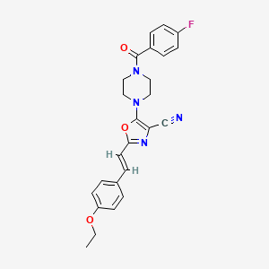 molecular formula C25H23FN4O3 B14981224 2-[(E)-2-(4-ethoxyphenyl)ethenyl]-5-{4-[(4-fluorophenyl)carbonyl]piperazin-1-yl}-1,3-oxazole-4-carbonitrile 