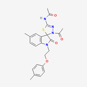 N-{3'-acetyl-5-methyl-1-[2-(4-methylphenoxy)ethyl]-2-oxo-1,2-dihydro-3'H-spiro[indole-3,2'-[1,3,4]thiadiazol]-5'-yl}acetamide