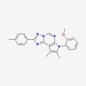 molecular formula C23H21N5O B14981368 2-[8,9-Dimethyl-2-(4-methylphenyl)-7H-pyrrolo[3,2-E][1,2,4]triazolo[1,5-C]pyrimidin-7-YL]phenyl methyl ether 