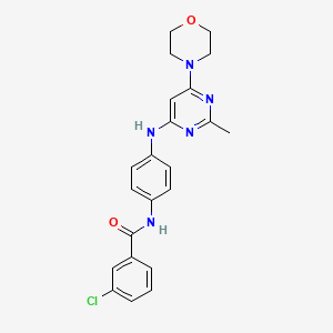 molecular formula C22H22ClN5O2 B14981377 3-chloro-N-(4-((2-methyl-6-morpholinopyrimidin-4-yl)amino)phenyl)benzamide 